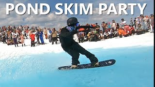 Epic Pond Skim Snowboard Party on Whistler Mountain [upl. by Siuqram]