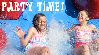 Backyard Bounce House and Water Slide  Crazy8Family [upl. by Nylak339]