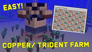 Minecraft Easy COPPER TRIDENT DROWNED Farm  120 [upl. by Wolfgram]