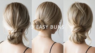 HOW TO 3 EASY Low Bun Hairstyles 💕 Perfect for Prom Weddings Work [upl. by Swanhildas218]