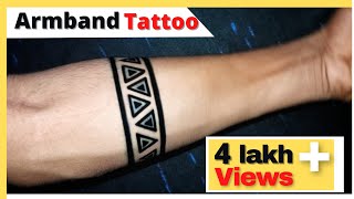 How to Arm Band Tattoo  Triangle Armband tattoo design for men  Trending Arm Band 2021  shorts [upl. by Ltney]