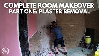 COMPLETE ROOM MAKEOVER PLASTER REMOVAL [upl. by Rella]