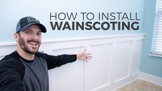 How to Install Wainscoting  DIY Board and Batten [upl. by Refynnej]