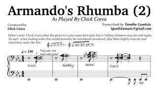 Chick Corea Armandos Rhumba 2 Transcription [upl. by Magda]