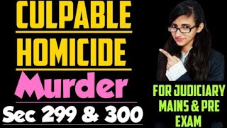 Culpable Homicide and Murder in IPC explained with Landmark case laws Section 299 and 300 of IPC [upl. by Asenej]