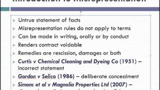 Misrepresentation Lecture 1 of 4 [upl. by Yeoz]