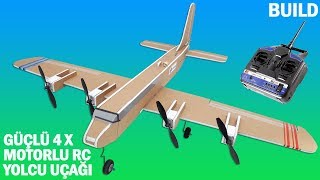 How To Make A RC Cargo Airplane with Powerfull 4 Motors From Foamboard [upl. by Aivatan]