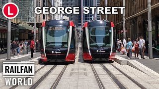 New Sydney Light Rail  Trams in George Street with third rail APS  Circular Quay to Haymarket [upl. by Doroteya179]