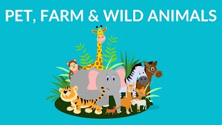 Pet Farm and Wild Animals  Animal Video for Kids [upl. by Eanerb]