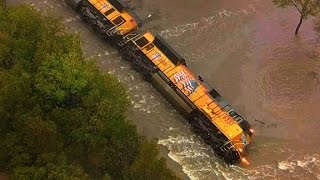 Flooding causes train derailment [upl. by Yrret]