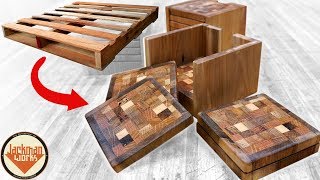 Pallet Wood End Grain Coasters [upl. by Llerol685]