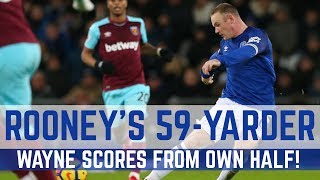 ROONEY SCORES FROM HIS OWN HALF 59YARD STRIKE V WEST HAM [upl. by Eednil]