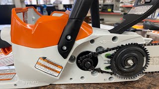 Stihl MSA120C battery chainsaw sprocket bar and chain replacement [upl. by Attah242]