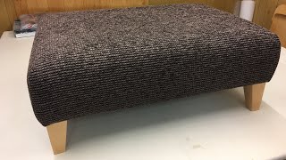 Recover a large foot stool pouffe from start to finish in new fabric [upl. by Hibbert]