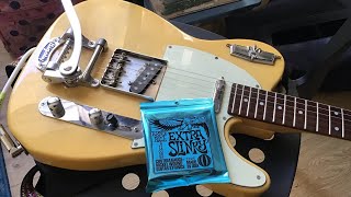 Trying Out EXTREMELY Light Gauge Strings Ernie Ball Extra Slinky 838 [upl. by Cymbre]