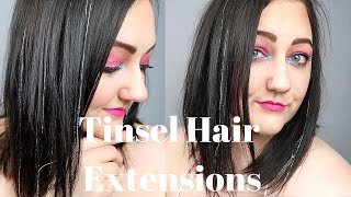 DIY TINSEL HAIR EXTENSIONS  How To  Festival Ready [upl. by Dorelle12]