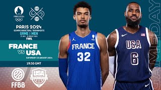 France vs USA Live score I FINAL Mens Olympic Basketball Paris 2024 [upl. by Aicemaj]