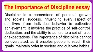 The Importance of Discipline essay [upl. by Sly]