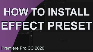 How to Install and Effects Preset in Premiere Pro [upl. by Niac]