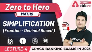 Simplification Fraction and Decimal Based Questions in Maths  Adda247 Banking Classes  Lec4 [upl. by Naujik]