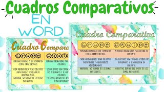 CUADROS COMPARATIVOS En Word  2 de 2 [upl. by Verine]