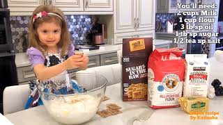 Easy Crepes Recipe from 3 years old Katiusha  Russian Blini [upl. by Brandais]