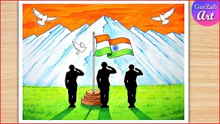 India Republic Day drawing  26 January easy drawing  step by step [upl. by Small]