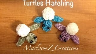 Rainbow Loom Baby Sea Turtle Hatching  Charm [upl. by Betsey]