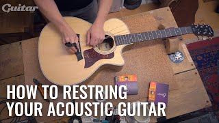 How to correctly restring your acoustic  Guitarcom DIY [upl. by Giule]