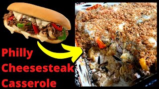 EASY Philly Cheesesteak Casserole Recipe with Ground Beef and Pasta [upl. by Reltuc]