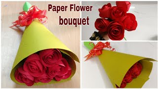 How To Make Paper Rose Flower Bouquet  DIY  Paper Craft [upl. by Gilburt]