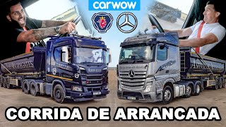 Mercedes Actros vs Scania R500  CORRIDA DE ARRANCADA Caminhões de 44 Toneladas [upl. by Shandy]