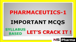 PHARMACY  IMPORTANT MCQS OF PHARMACEUTICS 1 [upl. by Dane]