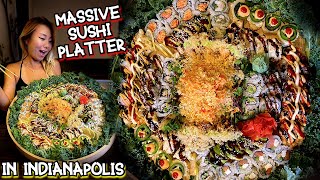 EATING A MASSIVE SUSHI PLATTER at Fujiyama Steak House of Japan  Hibachi in Indianapolis [upl. by Tiersten142]