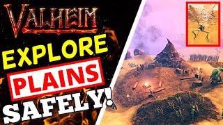 Valheim  How To Find  Explore PLAINS Biome SAFELY [upl. by Ahen991]