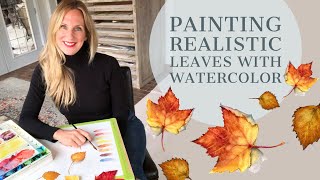 HOW TO Paint REALISTIC Fall Leaves in Watercolor [upl. by Enimsaj]