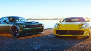 Head 2 Head FULL EPISODE  2018 Ferrari 812 Superfast v 2019 Dodge Challenger Hellcat Redeye—Ep 108 [upl. by Lletnahc740]