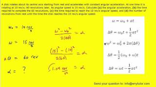 A disk rotates about its central axis starting from rest and accelerates [upl. by Ruby]