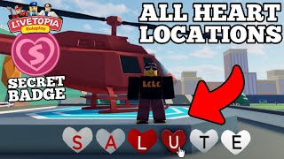 HOW to GET the SECRET SALUTE BADGE ALL HEART LOCATIONS Livetopia RP Roblox [upl. by Rip333]