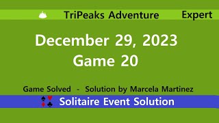 TriPeaks Adventure Game 20  December 29 2023 Event  Expert [upl. by Lainahtan514]