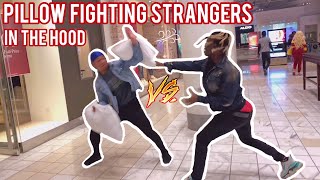 Pillow Fighting Strangers In Public 👊🏾🤕 Atlanta Hood Edition Pt 4 [upl. by Eninaj]