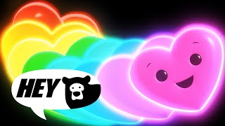 Hey Bear Sensory  Happy Hearts Disco  Dance Video with Funky Music [upl. by Acinomahs53]