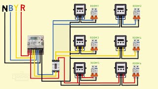 Three phase to single phase energy meter wiring diagram [upl. by Yrehcaz]