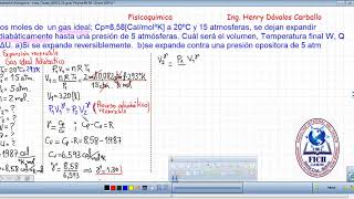 Ejercicio fisicoquimica proceso adiabatico reversible [upl. by Leggat]