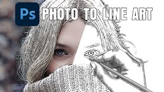 How To Convert A Photo to Line Art Drawing in Photoshop [upl. by Aramoix951]