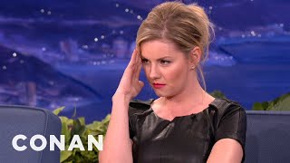 Elisha Cuthbert Stares Down Airplane Pudding Slurper  CONAN on TBS [upl. by Enisamoht356]