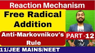 Reaction Mechanism 12  Free Radical Addition  Anti Markovnikovs Rule  JEE MAINSNEET [upl. by Natek]