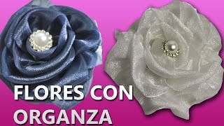 COMO HACER FLORES CON ORGANZA FACILES Y SENCILLAS  FLORES de tela faciles [upl. by Acire]