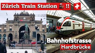 Zürich Main Train Station 🚂 Bahnhofstrasse  Hardbrücke  Zurich Switzerland [upl. by Cila]