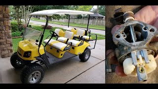 Carburetor cleaning on EZGO gas golf cart [upl. by Adnaugal36]